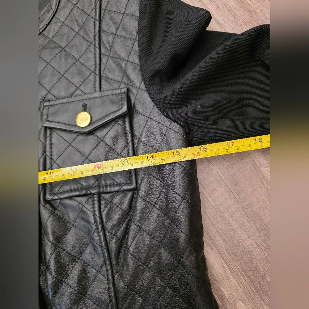 PETER NYGARD Black Quilted LEATHER JACKET Designer Whimsigoth Quiet Luxury Y2K - Picture 5 of 14